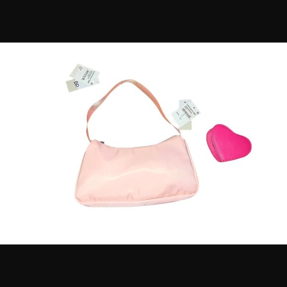 BP Nordstrom Pink Opal Shoulder Bag With Bonus Heart Shaped Mini Bag Key Chain - Picture 1 of 9